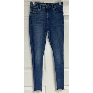 DL1961 Farrow High Rise Skinny Jean Women's 25 Burton Blue 5-Pocket Chewed Hem